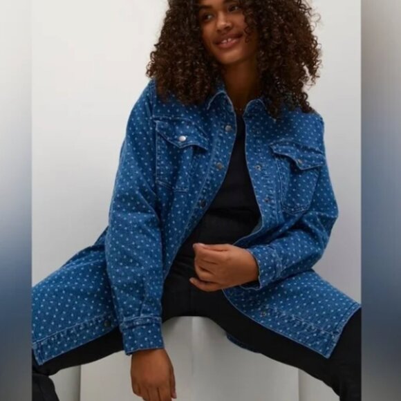 NWT Kaffe Curve Pattern Denim Button-Up Shirt Jacket Sz 2X - Picture 3 of 10